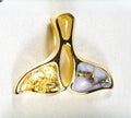 Gold Quartz Pendant Whales Tail "Orocal" PWT24NQ Genuine Hand Crafted Jewelry - 14K Gold Yellow Gold Casting