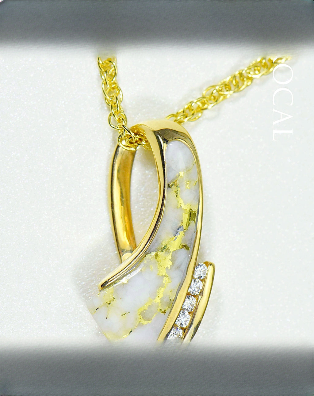 Gold Quartz Pendant "Orocal" PDL49D10QX Genuine Hand Crafted Jewelry - 14K Gold Yellow Gold Casting