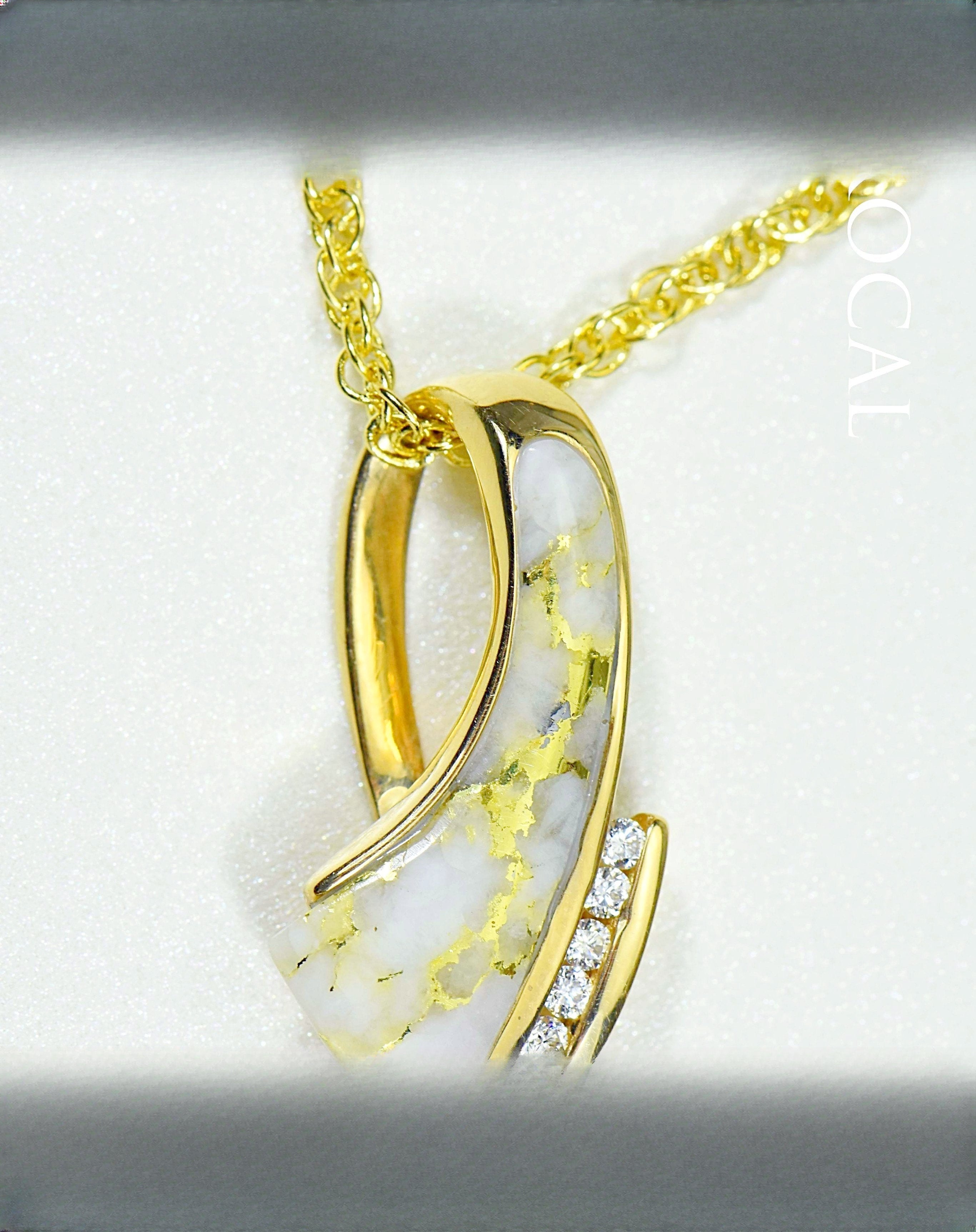 Gold Quartz Pendant "Orocal" PDL49D10QX Genuine Hand Crafted Jewelry - 14K Gold Yellow Gold Casting