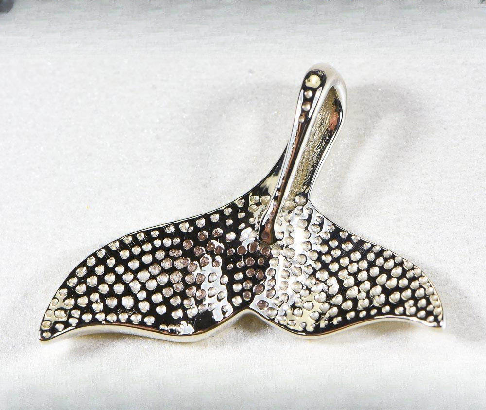 Gold Nugget Pendant Whales Tail "Orocal" PWT37NW Genuine Hand Crafted Jewelry - 14K Gold White Gold Casting