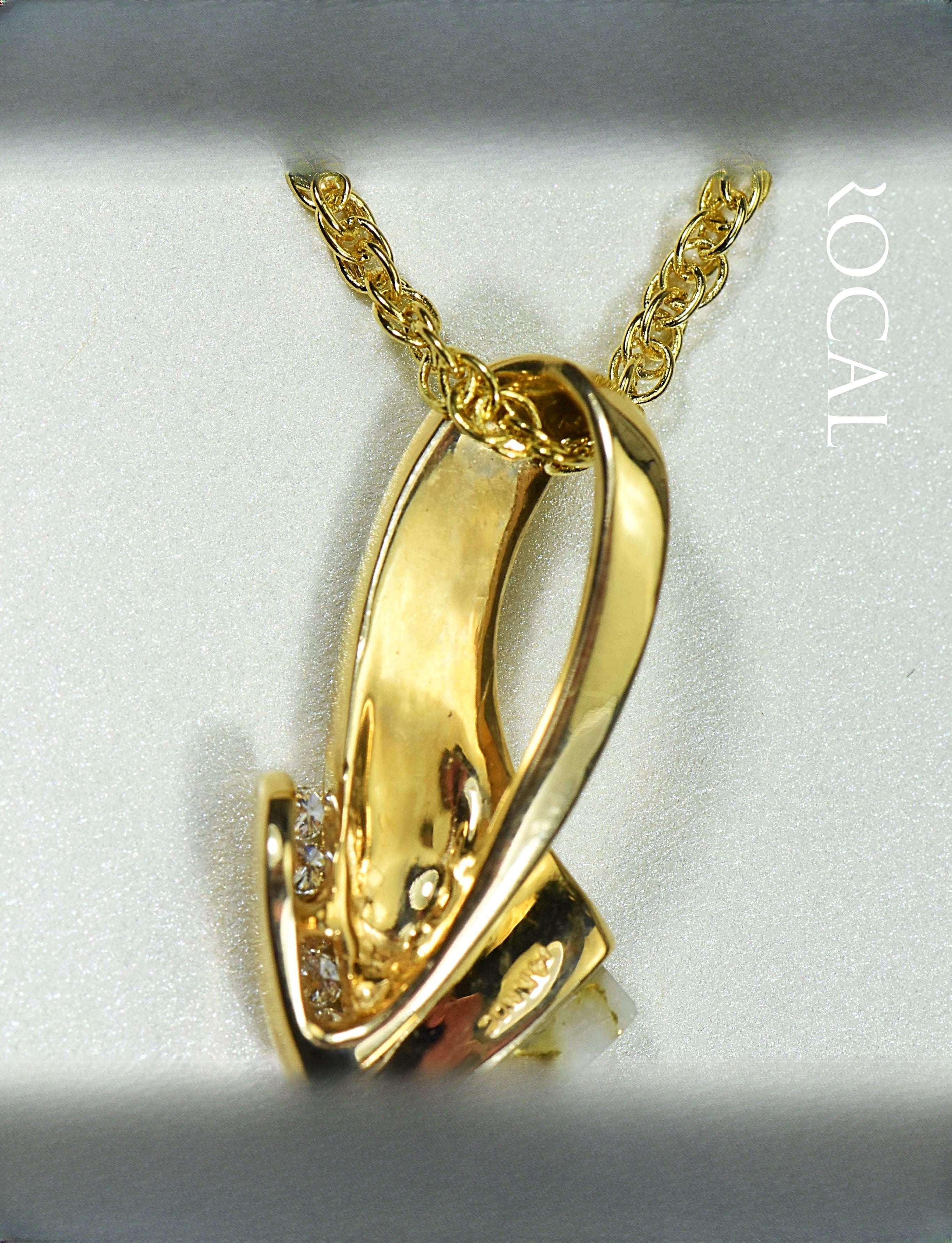 Gold Quartz Pendant "Orocal" PDL49D10QX Genuine Hand Crafted Jewelry - 14K Gold Yellow Gold Casting