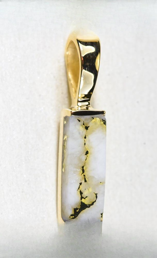 Gold Quartz Pendant  "Orocal" PN894SQ Genuine Hand Crafted Jewelry - 14K Gold Yellow Gold Casting