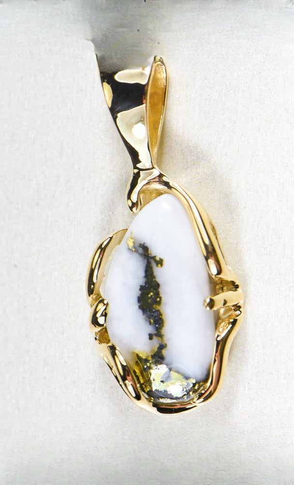 Gold Quartz Pendant  "Orocal" PRL1031Q Genuine Hand Crafted Jewelry - 14K Gold Yellow Gold Casting