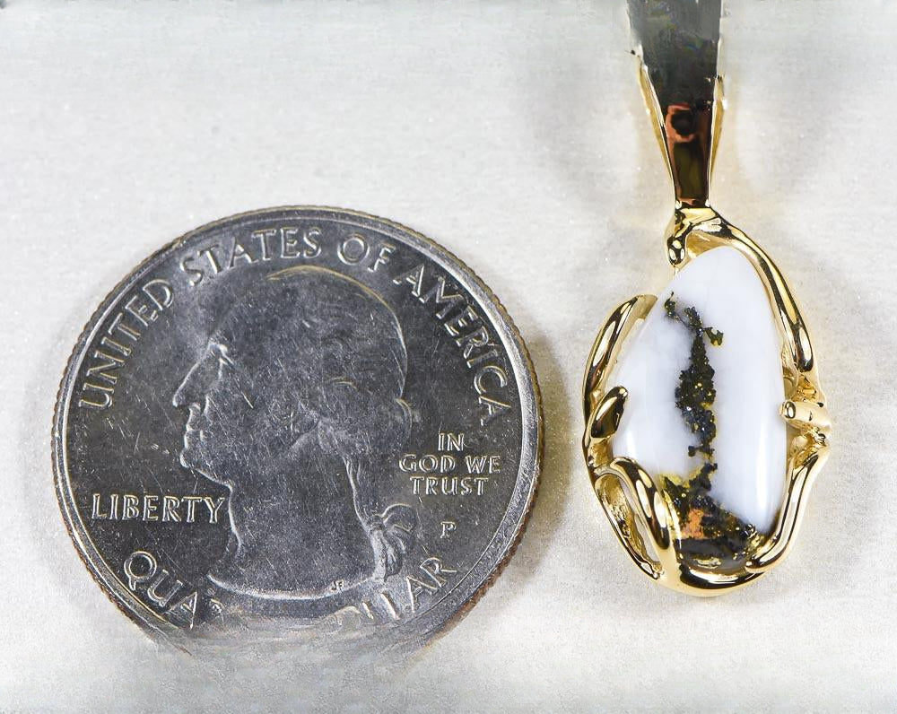 Gold Quartz Pendant  "Orocal" PRL1031Q Genuine Hand Crafted Jewelry - 14K Gold Yellow Gold Casting