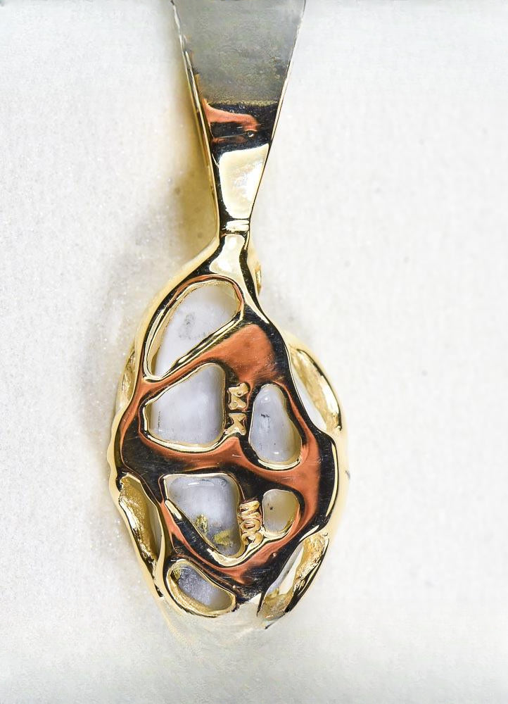 Gold Quartz Pendant  "Orocal" PRL1031Q Genuine Hand Crafted Jewelry - 14K Gold Yellow Gold Casting