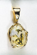 Gold Quartz Pendant  "Orocal" PRL232LQ Genuine Hand Crafted Jewelry - 14K Gold Yellow Gold Casting
