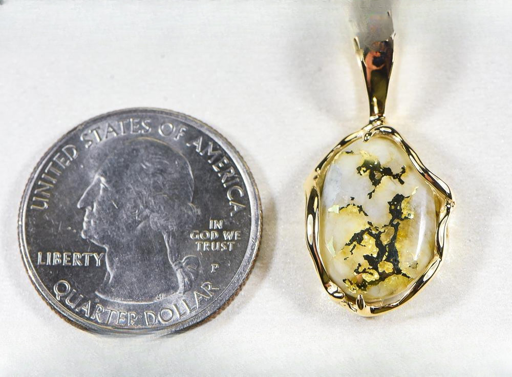 Gold Quartz Pendant  "Orocal" PRL232LQ Genuine Hand Crafted Jewelry - 14K Gold Yellow Gold Casting