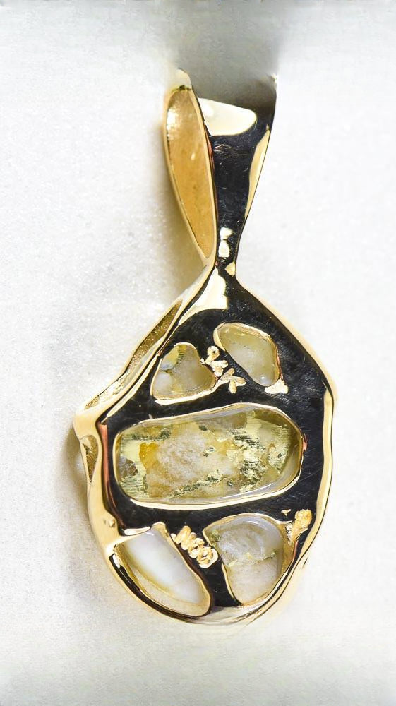 Gold Quartz Pendant  "Orocal" PRL232LQ Genuine Hand Crafted Jewelry - 14K Gold Yellow Gold Casting