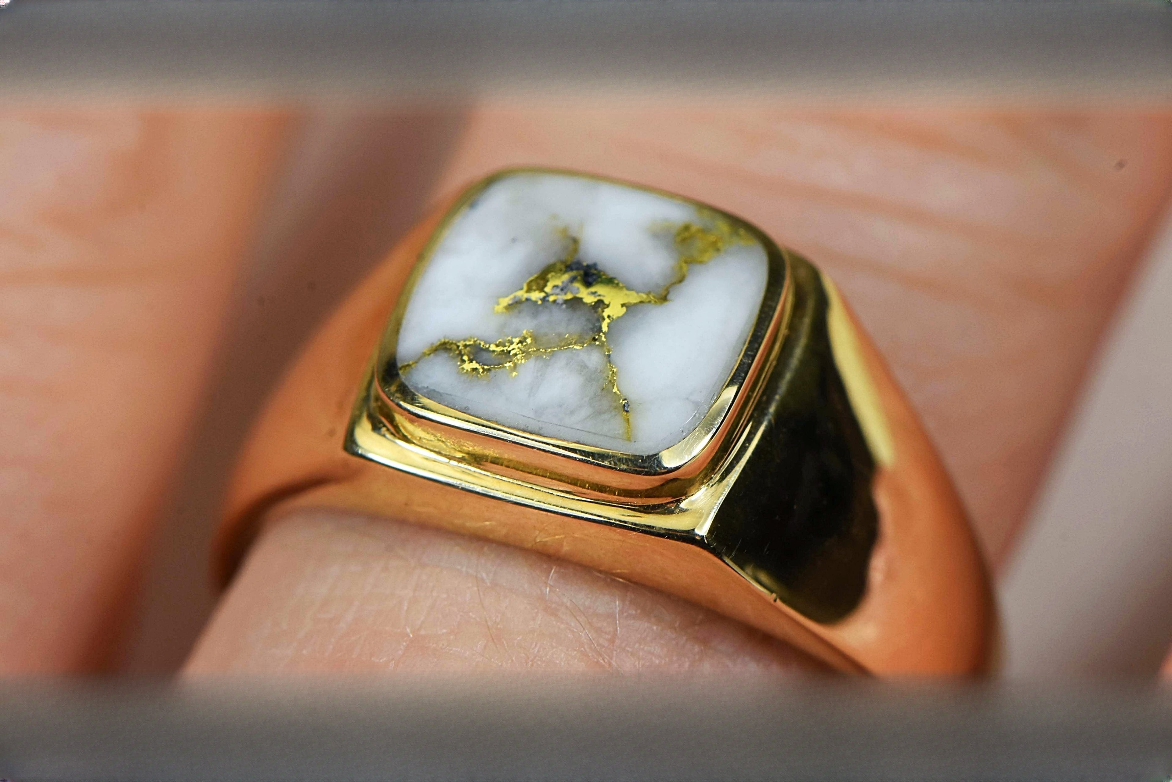 Gold Quartz Ring "Orocal" RM774XNQ Genuine Hand Crafted Jewelry - 14K Gold Casting