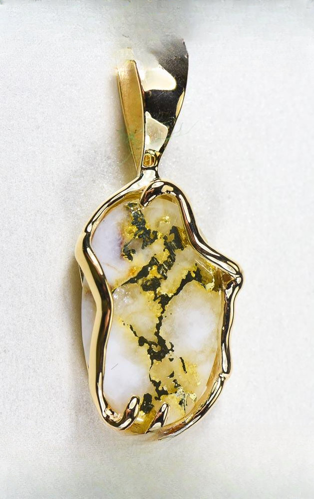 Gold Quartz Pendant  "Orocal" PRL232XLQ Genuine Hand Crafted Jewelry - 14K Gold Yellow Gold Casting