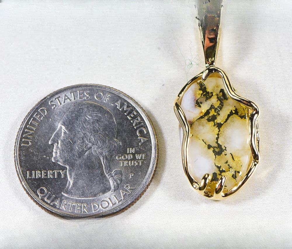 Gold Quartz Pendant  "Orocal" PRL232XLQ Genuine Hand Crafted Jewelry - 14K Gold Yellow Gold Casting