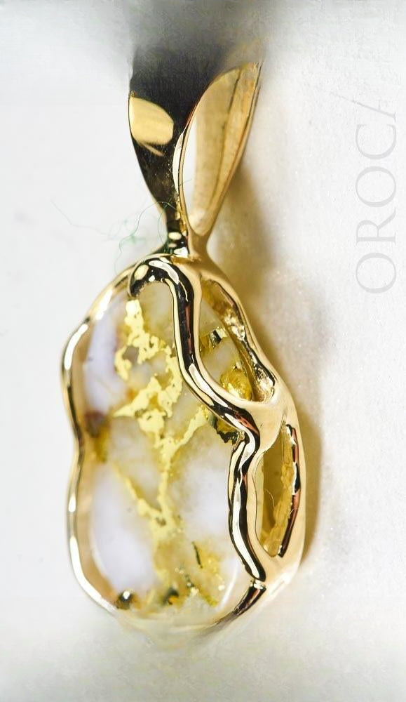 Gold Quartz Pendant  "Orocal" PRL232XLQ Genuine Hand Crafted Jewelry - 14K Gold Yellow Gold Casting