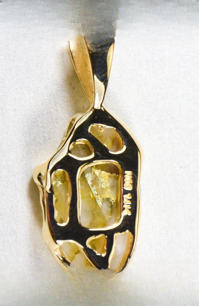 Gold Quartz Pendant  "Orocal" PRL232XLQ Genuine Hand Crafted Jewelry - 14K Gold Yellow Gold Casting