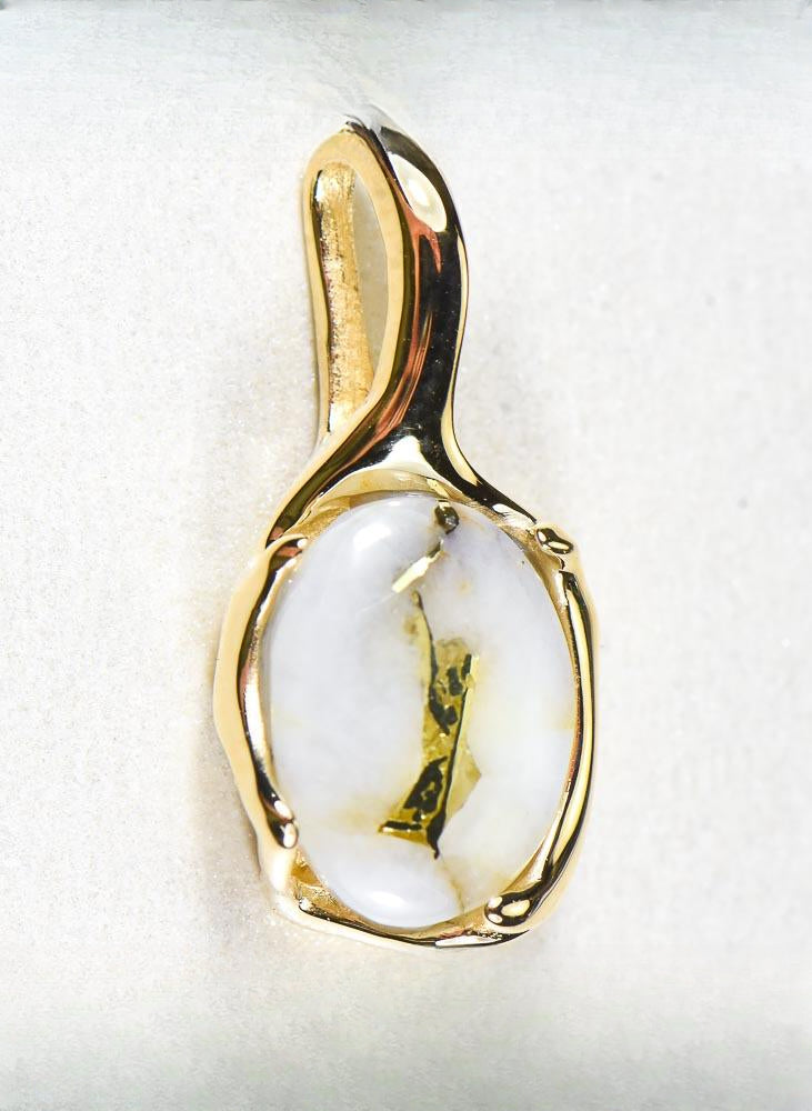 Gold Quartz Pendant  "Orocal" PRL958Q Genuine Hand Crafted Jewelry - 14K Gold Yellow Gold Casting