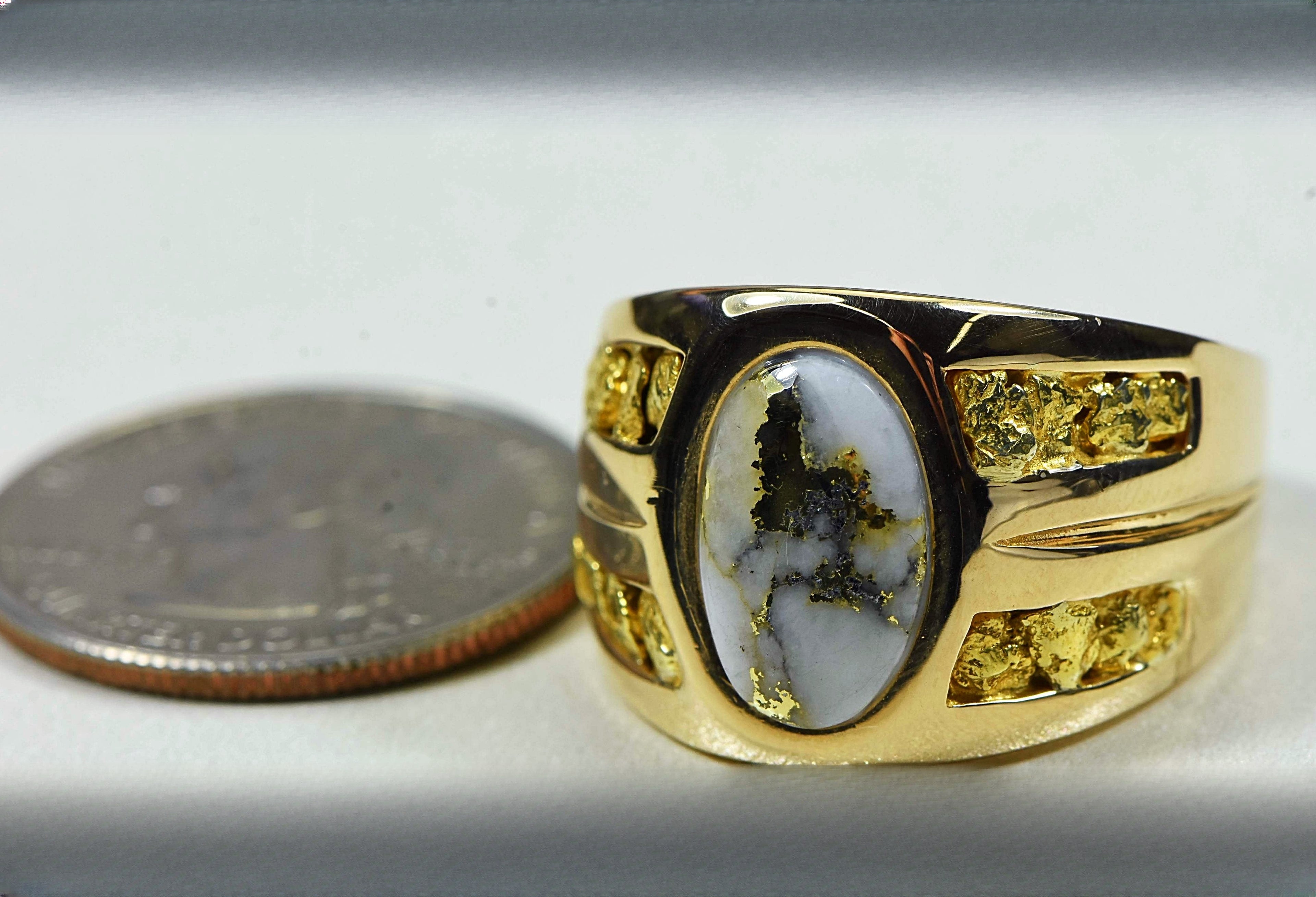 Gold Quartz Ring "Orocal" RMDL77Q Genuine Hand Crafted Jewelry - 14K Gold Casting