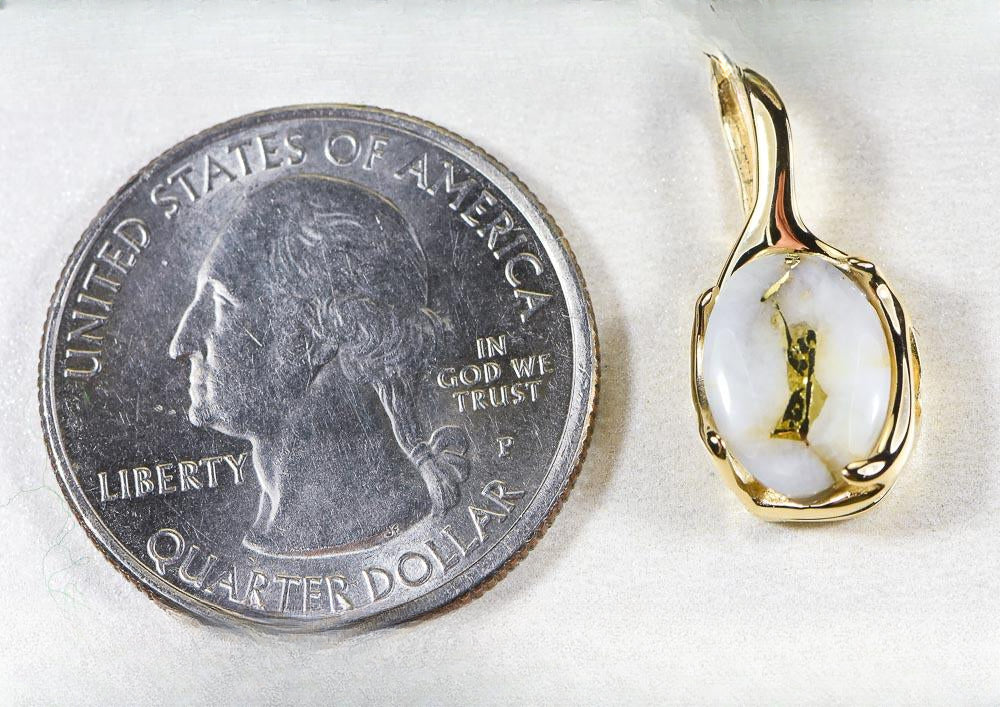 Gold Quartz Pendant  "Orocal" PRL958Q Genuine Hand Crafted Jewelry - 14K Gold Yellow Gold Casting
