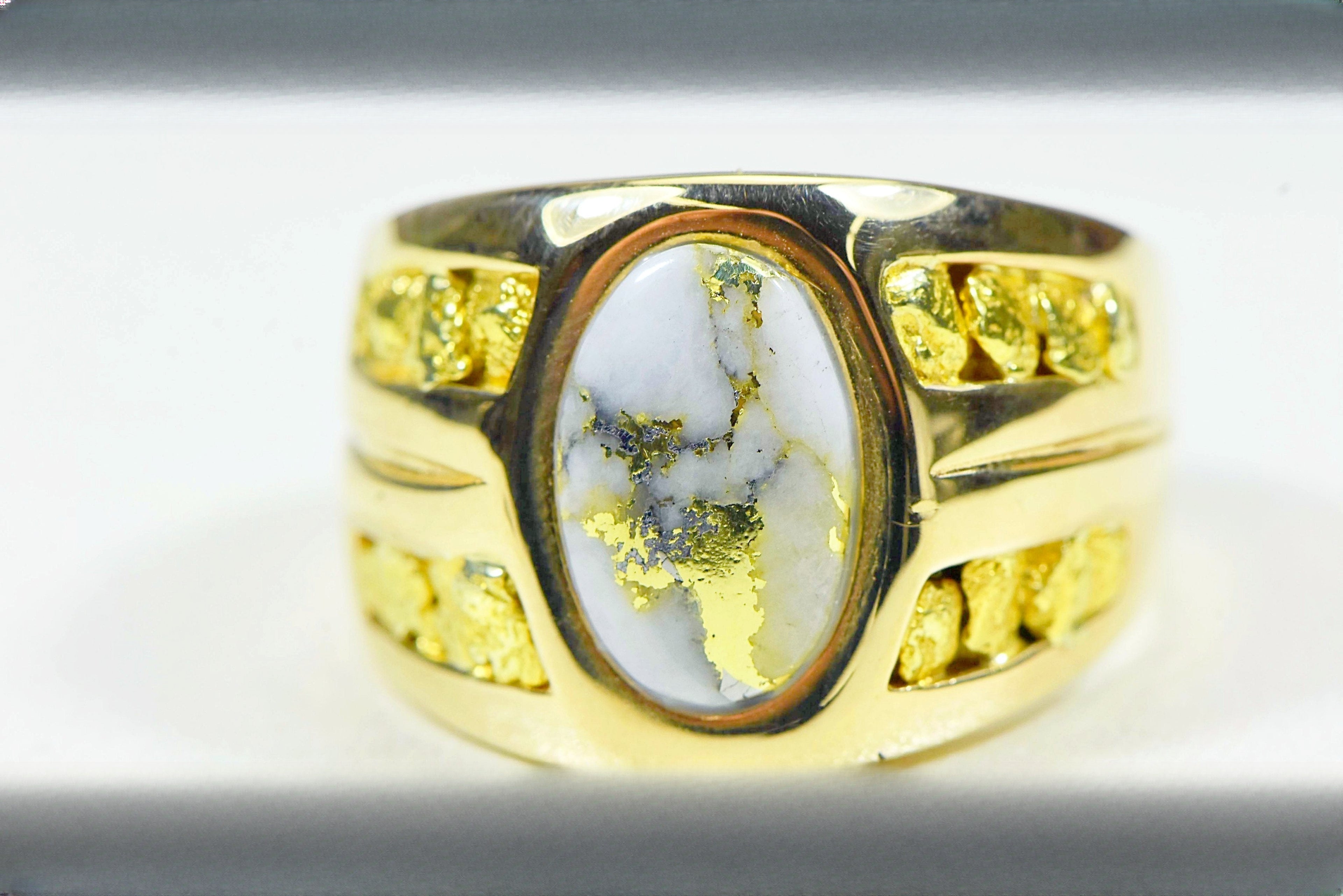 Gold Quartz Ring "Orocal" RMDL77Q Genuine Hand Crafted Jewelry - 14K Gold Casting