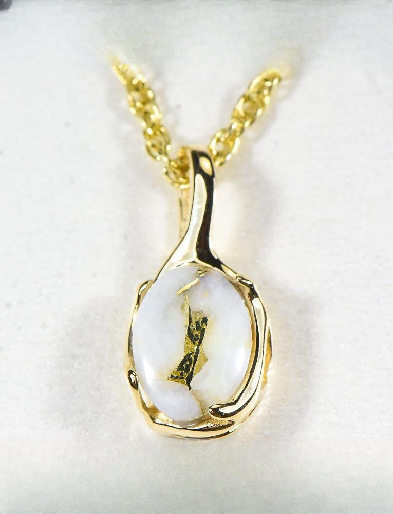 Gold Quartz Pendant  "Orocal" PRL958Q Genuine Hand Crafted Jewelry - 14K Gold Yellow Gold Casting