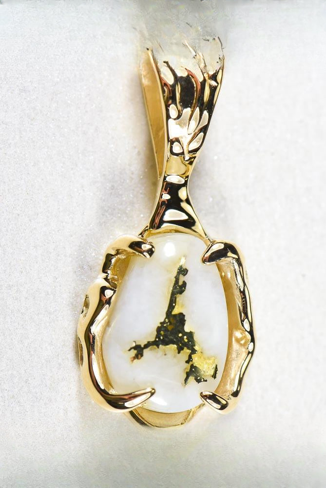 Gold Quartz Pendant  "Orocal" PRL964Q Genuine Hand Crafted Jewelry - 14K Gold Yellow Gold Casting