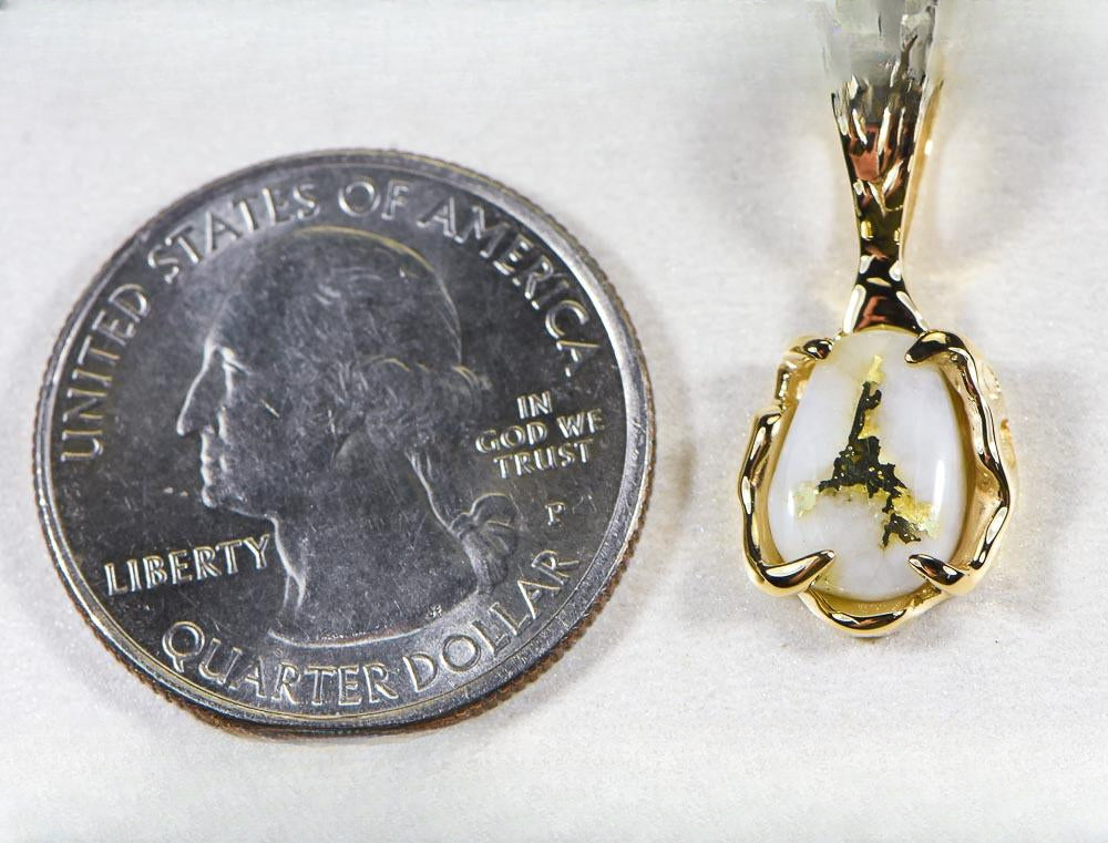 Gold Quartz Pendant  "Orocal" PRL964Q Genuine Hand Crafted Jewelry - 14K Gold Yellow Gold Casting