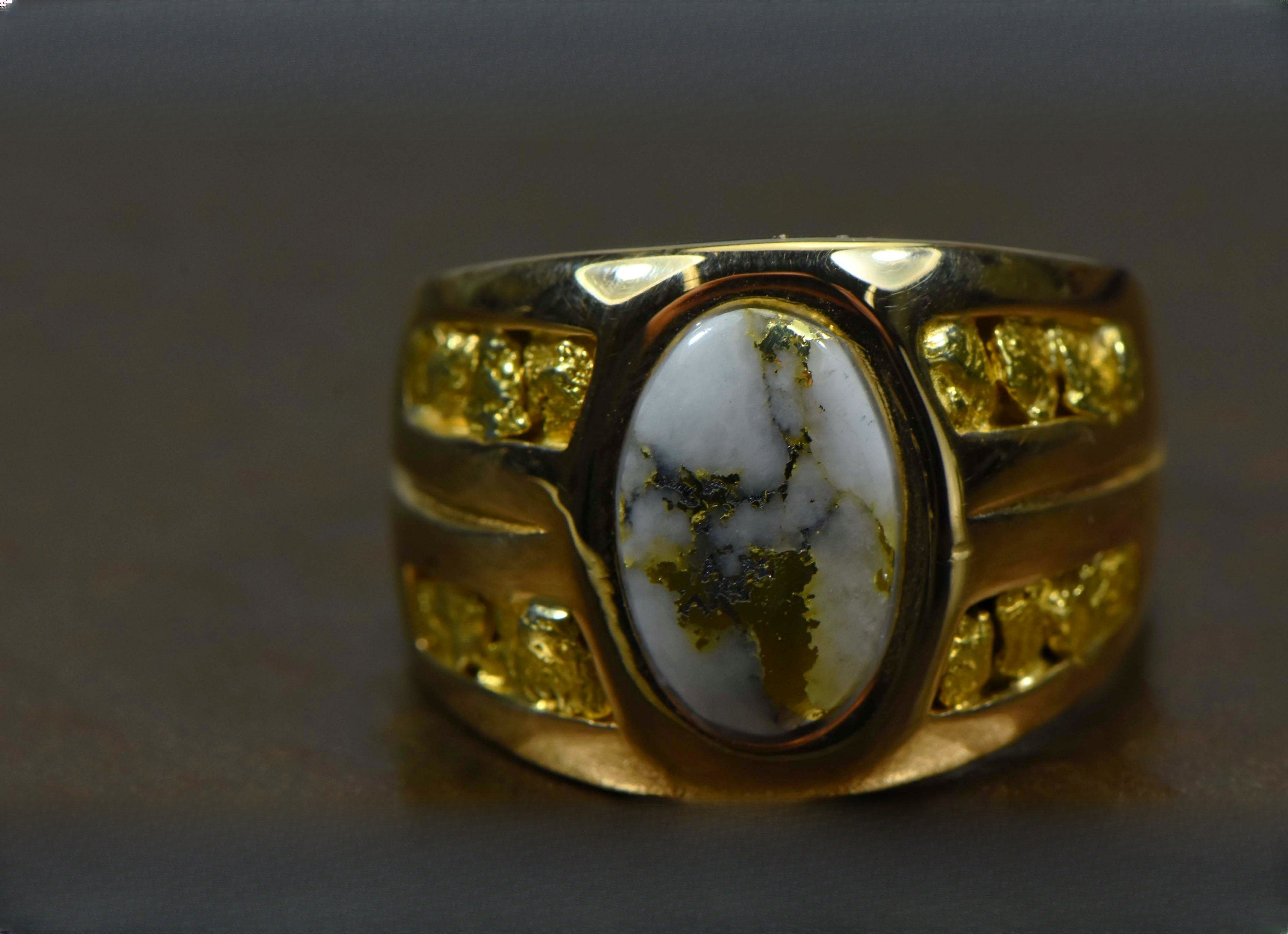 Gold Quartz Ring "Orocal" RMDL77Q Genuine Hand Crafted Jewelry - 14K Gold Casting