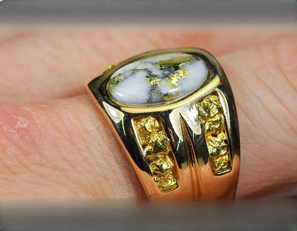 Gold Quartz Ring "Orocal" RMDL77Q Genuine Hand Crafted Jewelry - 14K Gold Casting