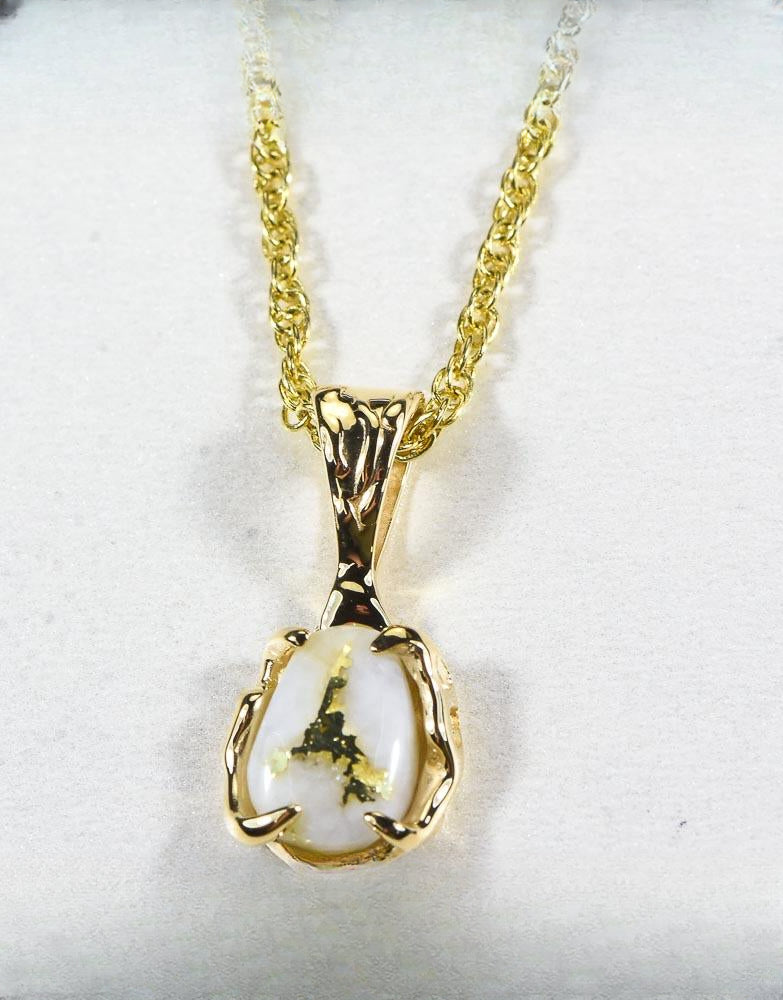 Gold Quartz Pendant  "Orocal" PRL964Q Genuine Hand Crafted Jewelry - 14K Gold Yellow Gold Casting
