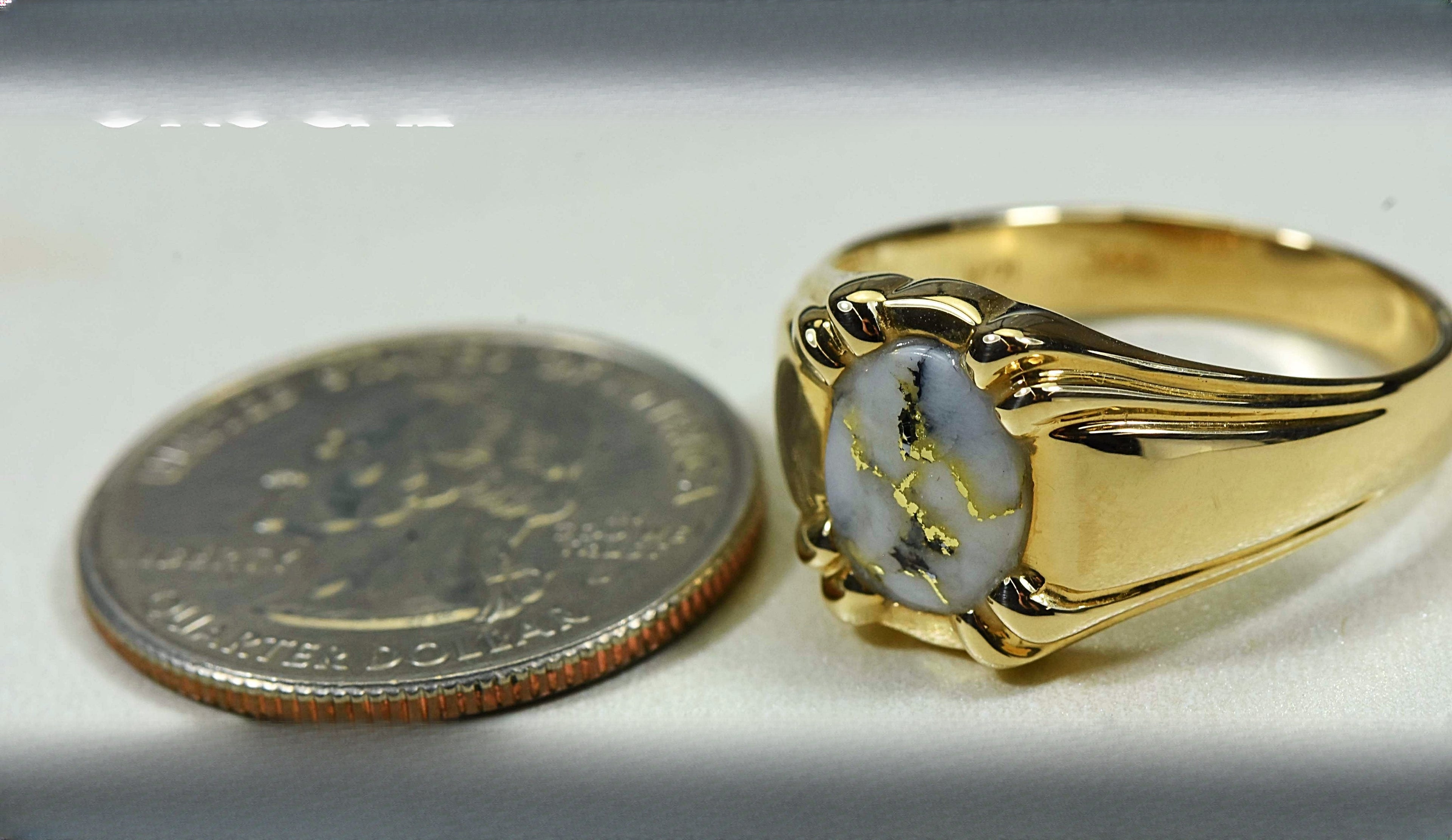 Gold Quartz Ring "Orocal" RM791Q Genuine Hand Crafted Jewelry - 14K Gold Casting