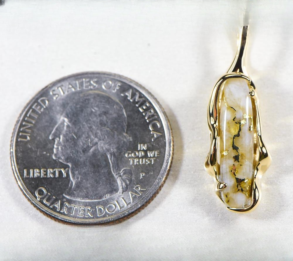 Gold Quartz Pendant  "Orocal" PRL999Q Genuine Hand Crafted Jewelry - 14K Gold Yellow Gold Casting