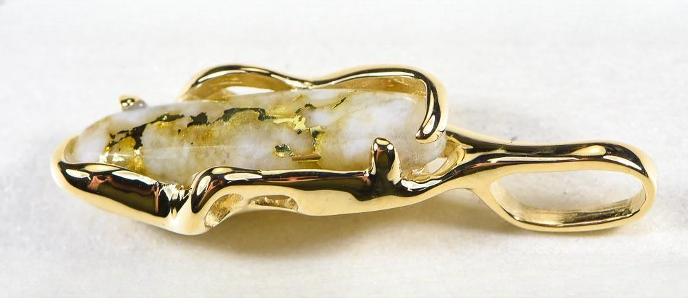 Gold Quartz Pendant  "Orocal" PRL999Q Genuine Hand Crafted Jewelry - 14K Gold Yellow Gold Casting