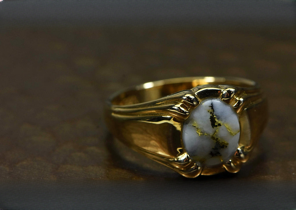 Gold Quartz Ring "Orocal" RM791Q Genuine Hand Crafted Jewelry - 14K Gold Casting
