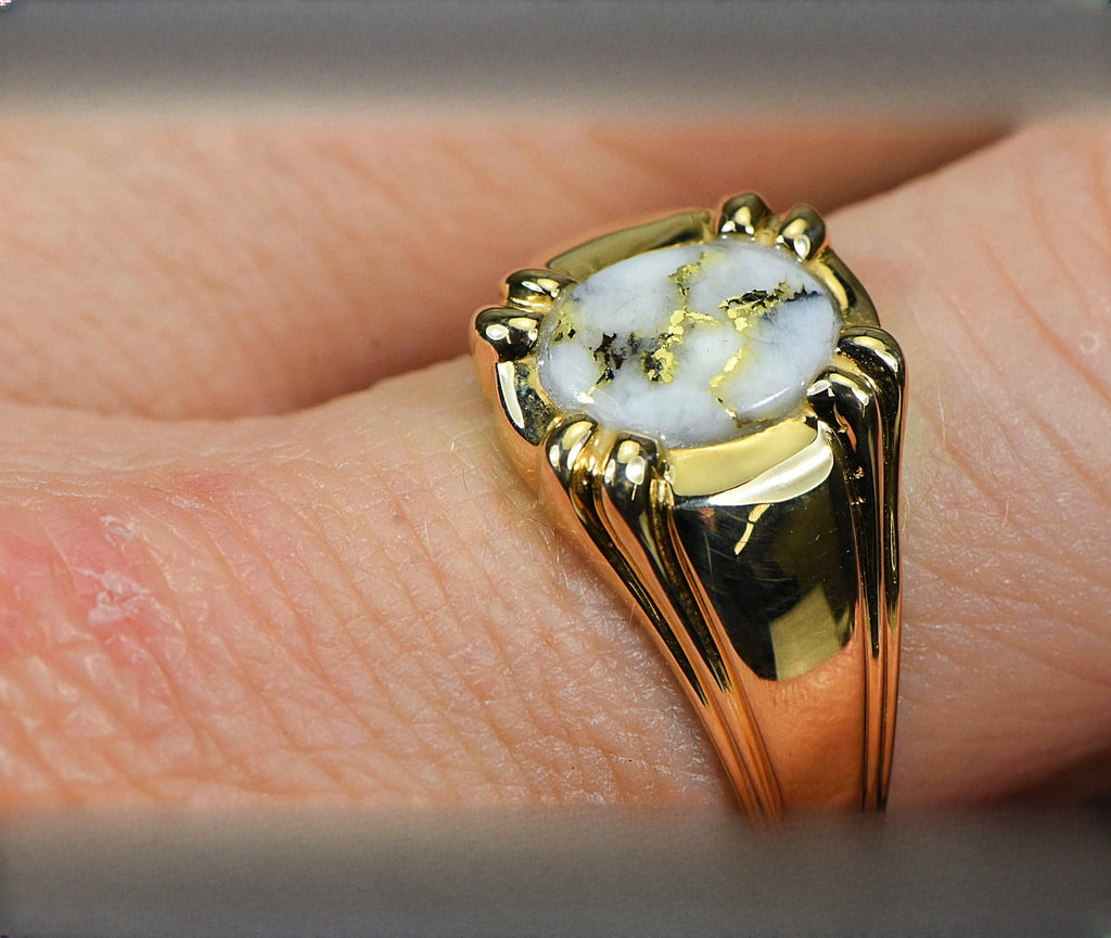 Gold Quartz Ring "Orocal" RM791Q Genuine Hand Crafted Jewelry - 14K Gold Casting