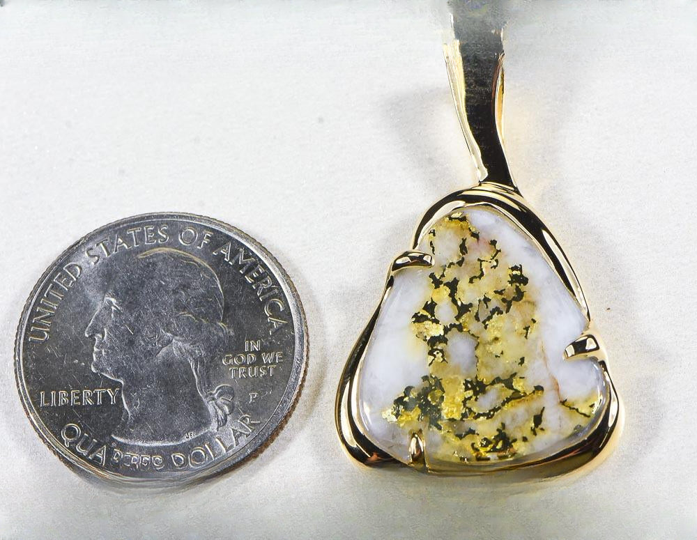 Gold Quartz Pendant  "Orocal" PSC115LQ Genuine Hand Crafted Jewelry - 14K Gold Yellow Gold Casting