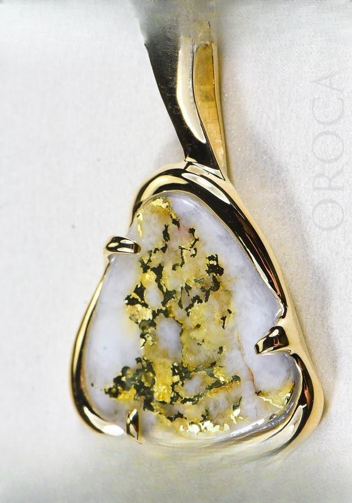 Gold Quartz Pendant  "Orocal" PSC115LQ Genuine Hand Crafted Jewelry - 14K Gold Yellow Gold Casting