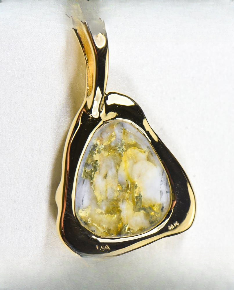 Gold Quartz Pendant  "Orocal" PSC115LQ Genuine Hand Crafted Jewelry - 14K Gold Yellow Gold Casting