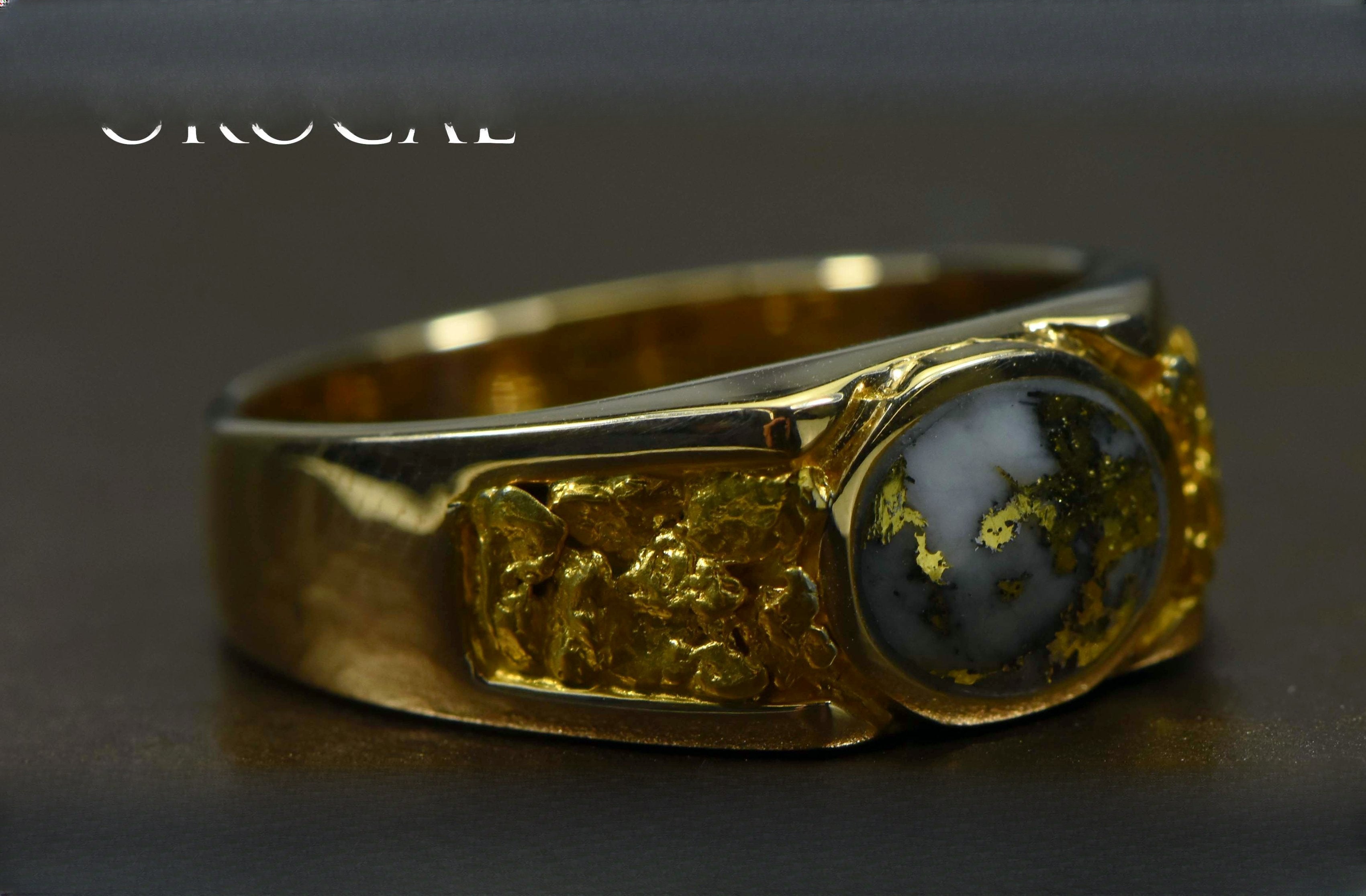Gold Quartz Ring "Orocal" RM73Q Genuine Hand Crafted Jewelry - 14K Gold Casting
