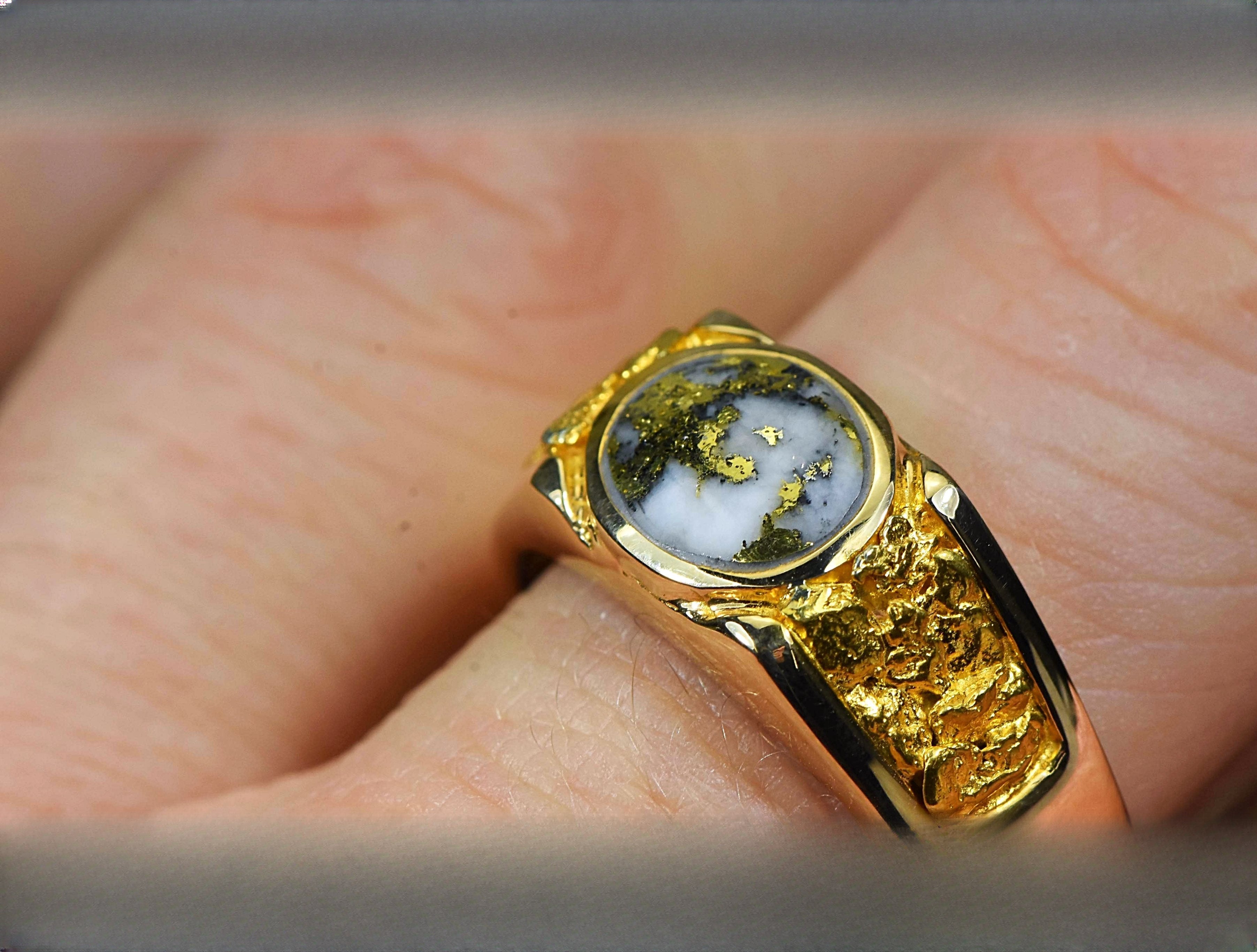 Gold Quartz Ring "Orocal" RM73Q Genuine Hand Crafted Jewelry - 14K Gold Casting