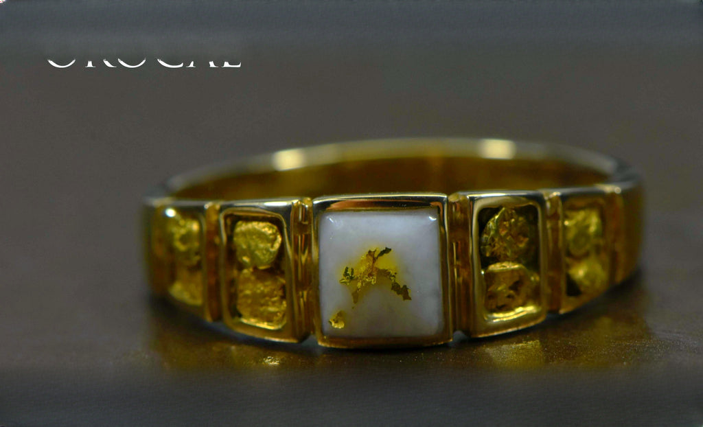 Gold Quartz Ring "Orocal" RM1045NQ Genuine Hand Crafted Jewelry - 14K Gold Casting