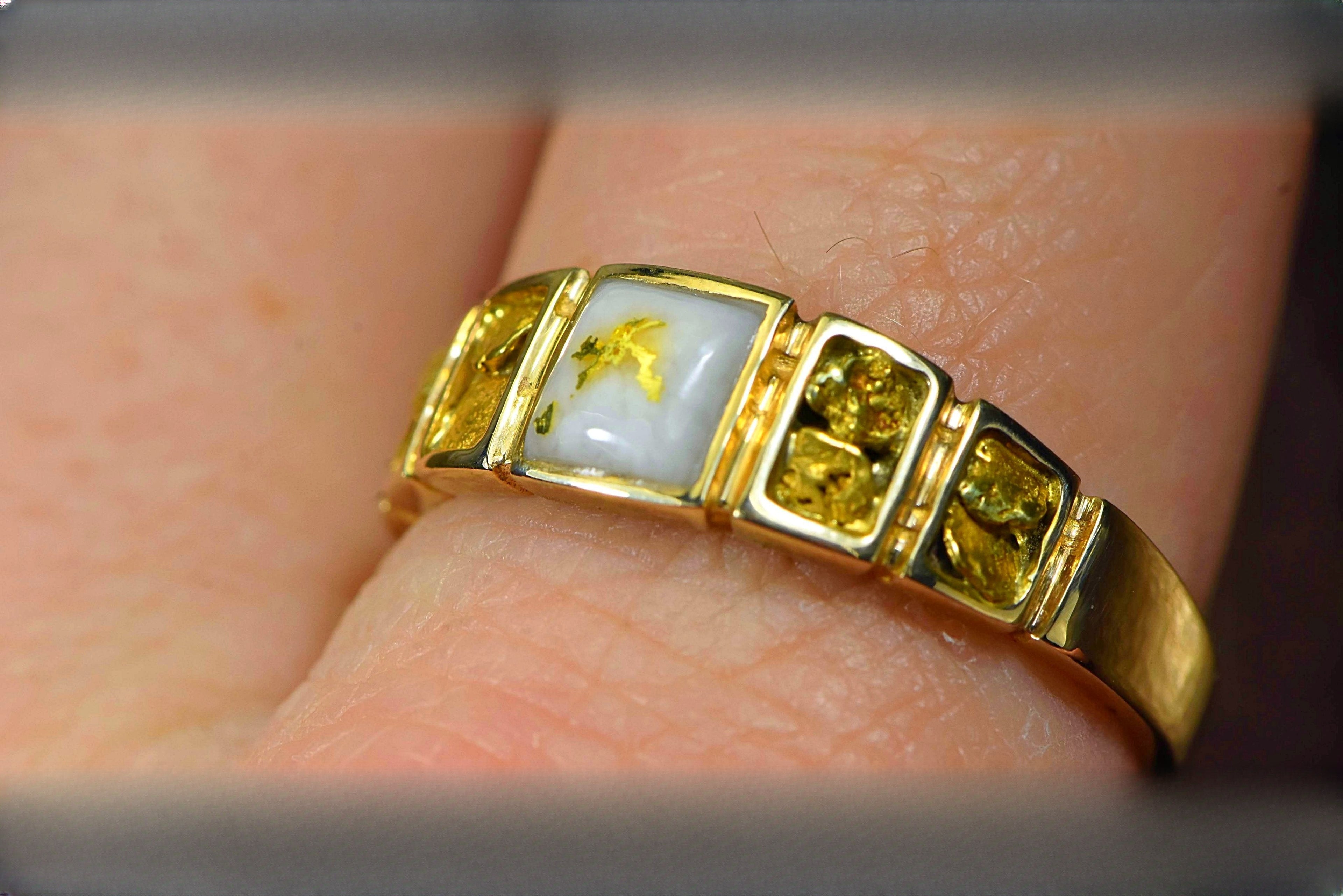 Gold Quartz Ring "Orocal" RM1045NQ Genuine Hand Crafted Jewelry - 14K Gold Casting