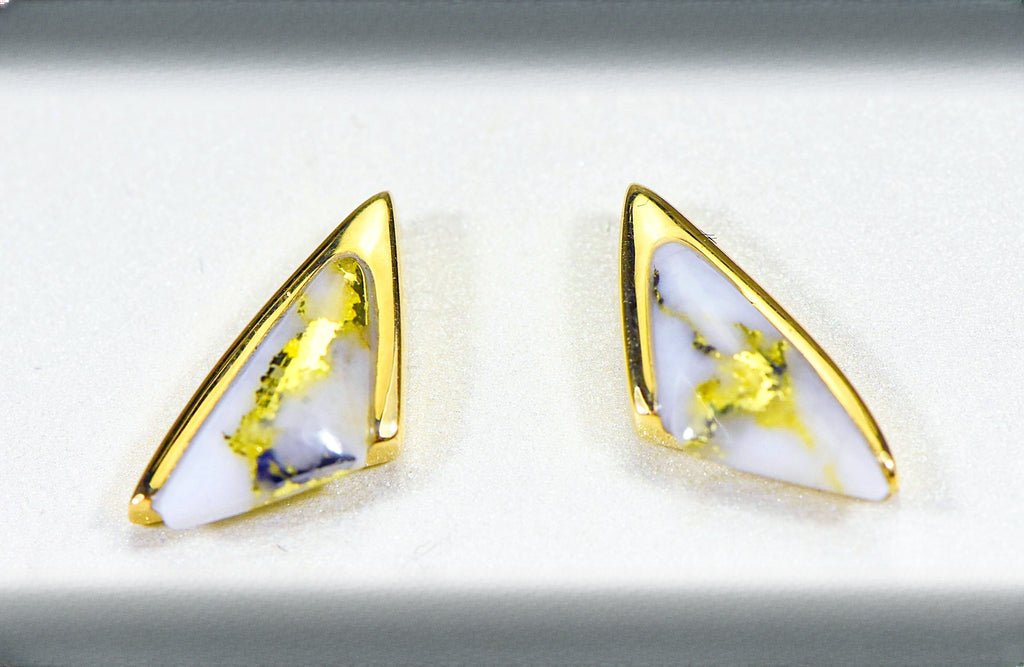 Gold Quartz Earrings "Orocal" EDL25SQ Genuine Hand Crafted Jewelry - 14K Gold Casting