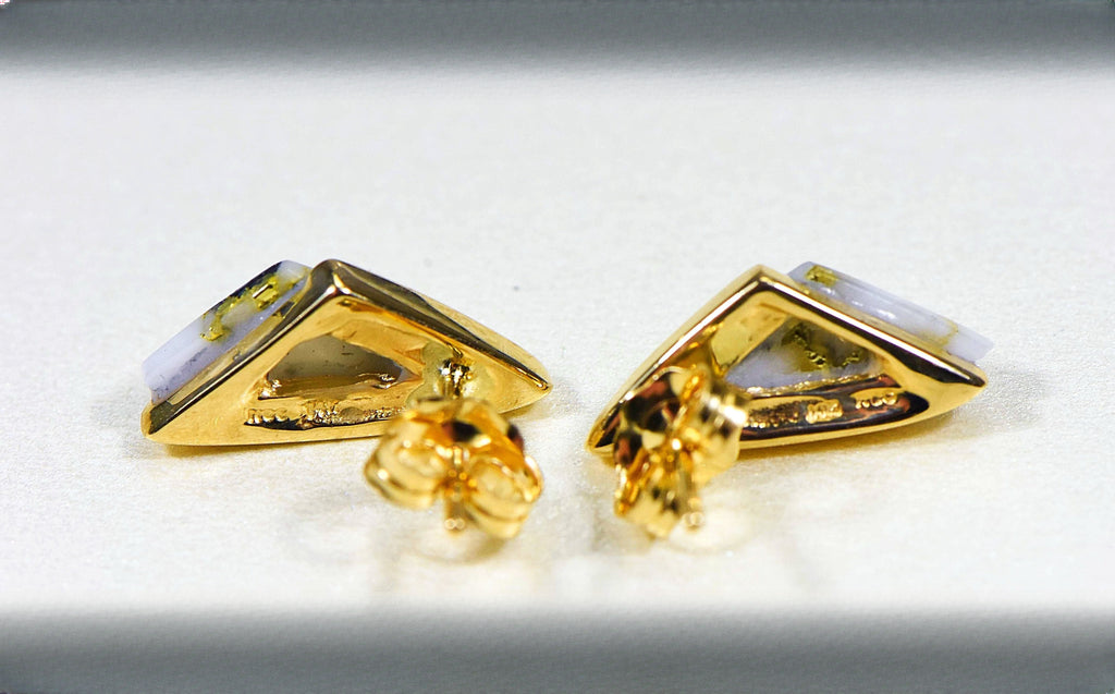 Gold Quartz Earrings "Orocal" EDL25SQ Genuine Hand Crafted Jewelry - 14K Gold Casting