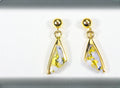 Gold Quartz Earrings "Orocal" EDL25SQ/PD Genuine Hand Crafted Jewelry - 14K Gold Casting