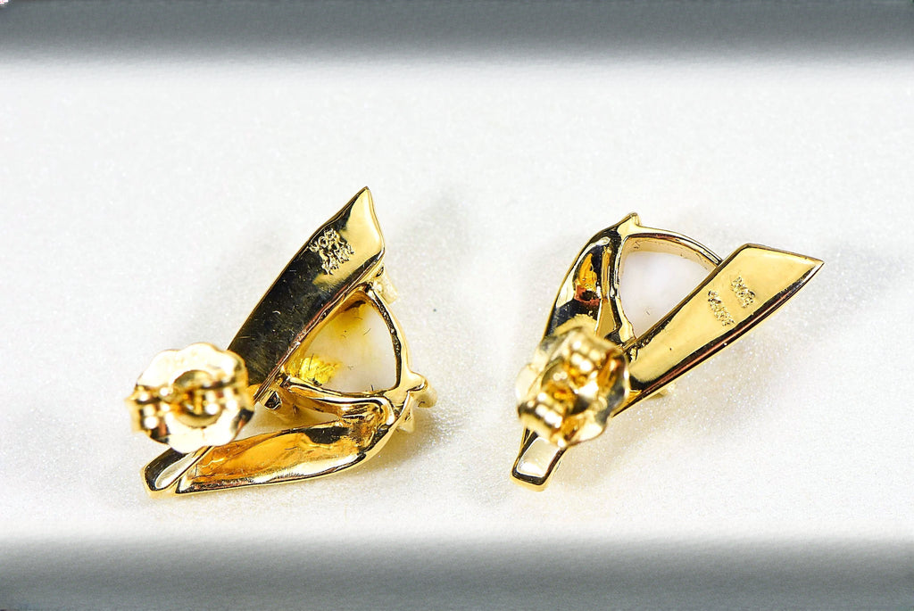 Gold Quartz Earrings "Orocal" EDL77Q Genuine Hand Crafted Jewelry - 14K Gold Casting