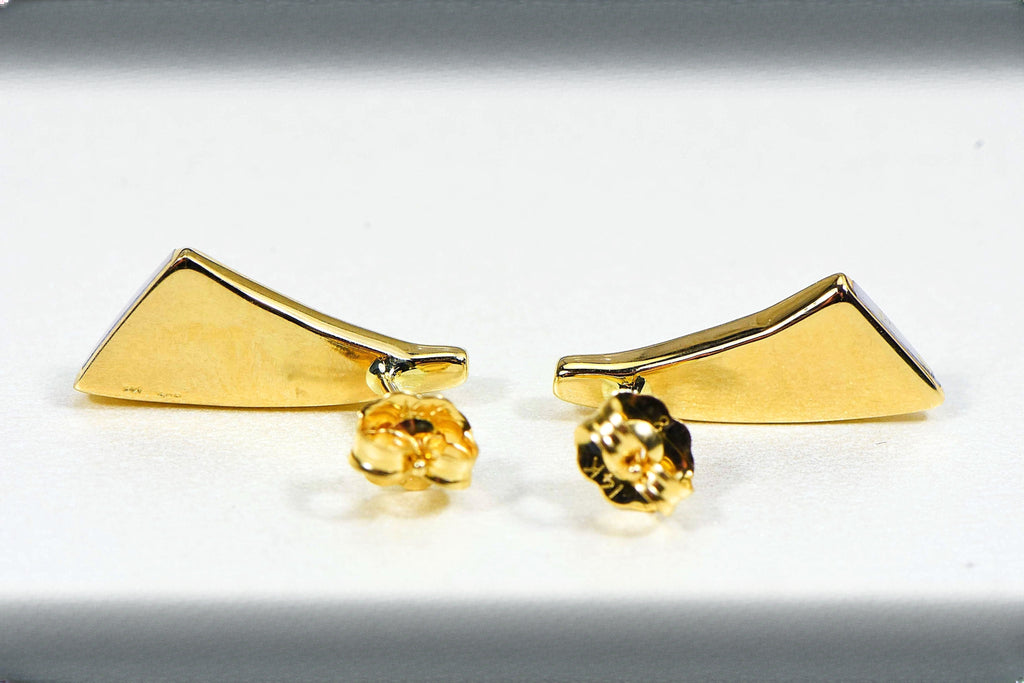Gold Quartz Earrings "Orocal" EDL8SQ Genuine Hand Crafted Jewelry - 14K Gold Casting