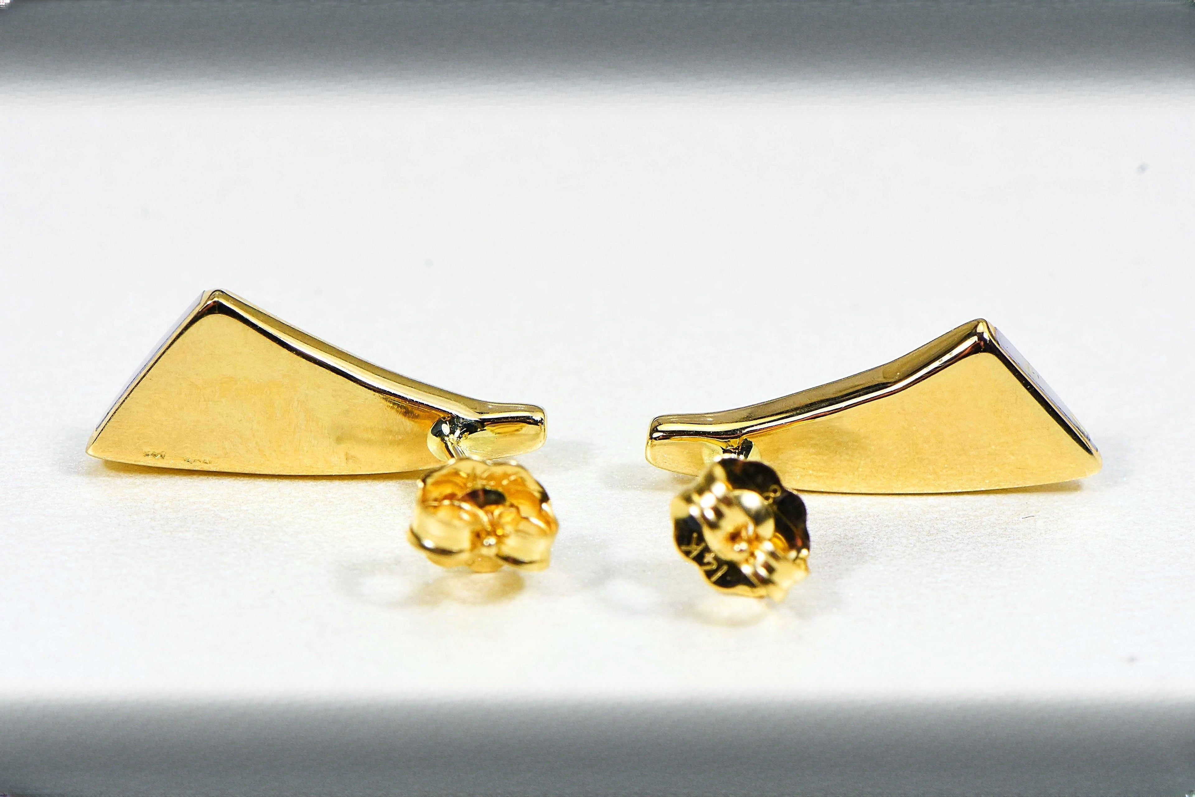 Gold Quartz Earrings "Orocal" EDL8SQ Genuine Hand Crafted Jewelry - 14K Gold Casting