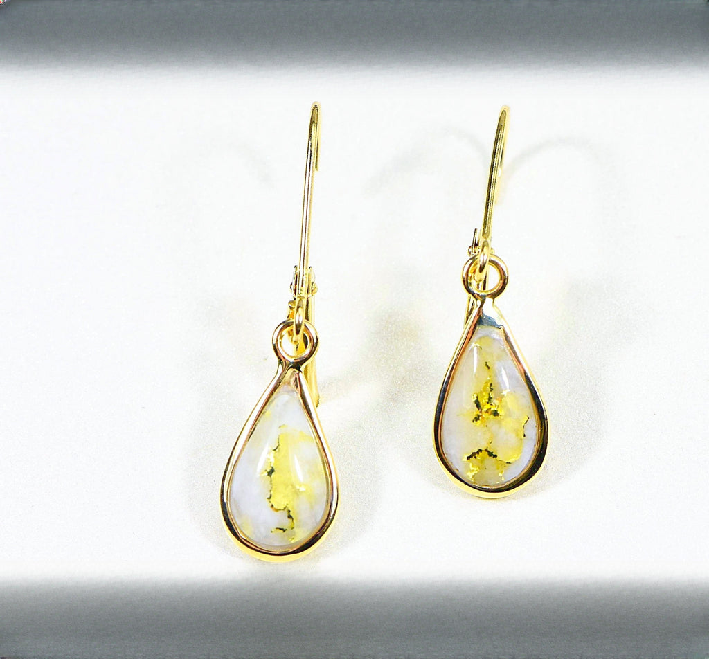 Gold Quartz Earrings "Orocal" EN433Q/LB Genuine Hand Crafted Jewelry - 14K Gold Casting