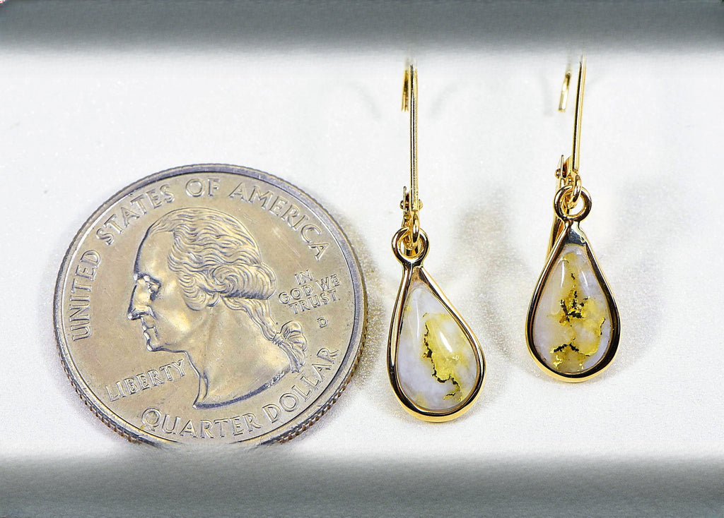 Gold Quartz Earrings "Orocal" EN433Q/LB Genuine Hand Crafted Jewelry - 14K Gold Casting