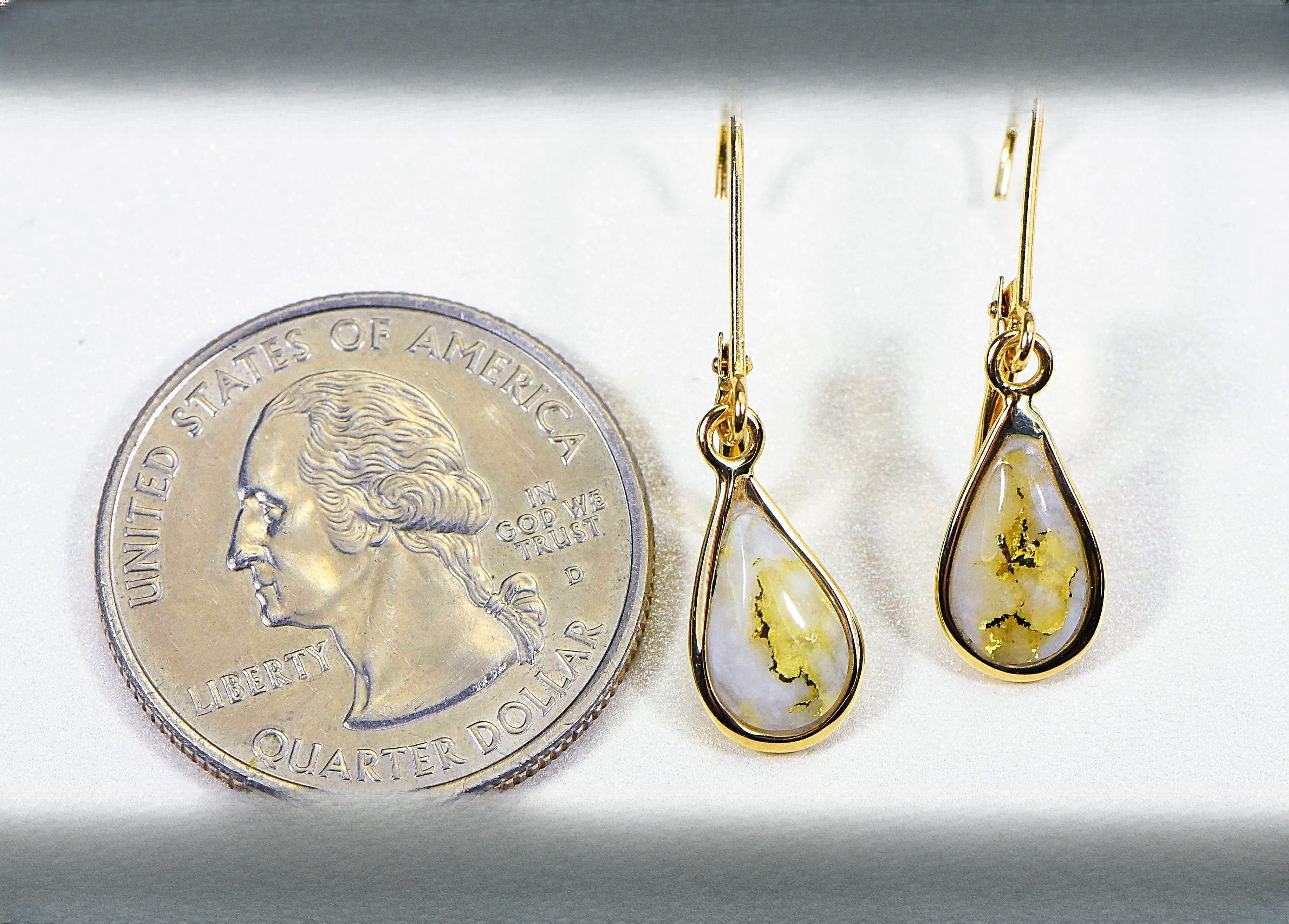 Gold Quartz Earrings "Orocal" EN433Q/LB Genuine Hand Crafted Jewelry - 14K Gold Casting