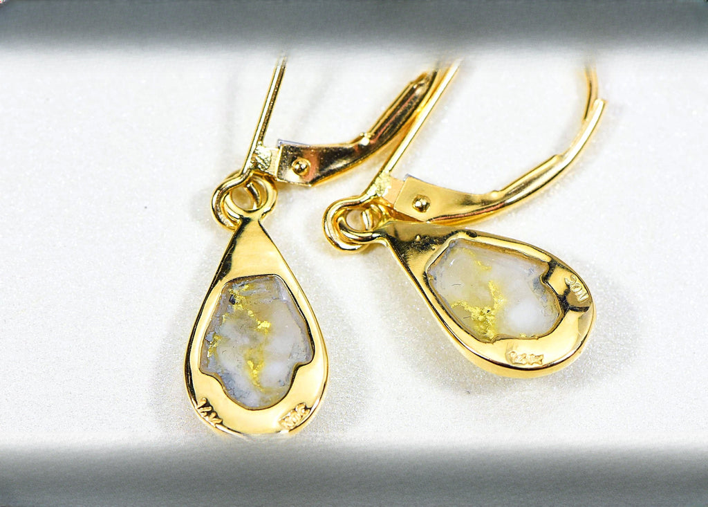 Gold Quartz Earrings "Orocal" EN433Q/LB Genuine Hand Crafted Jewelry - 14K Gold Casting
