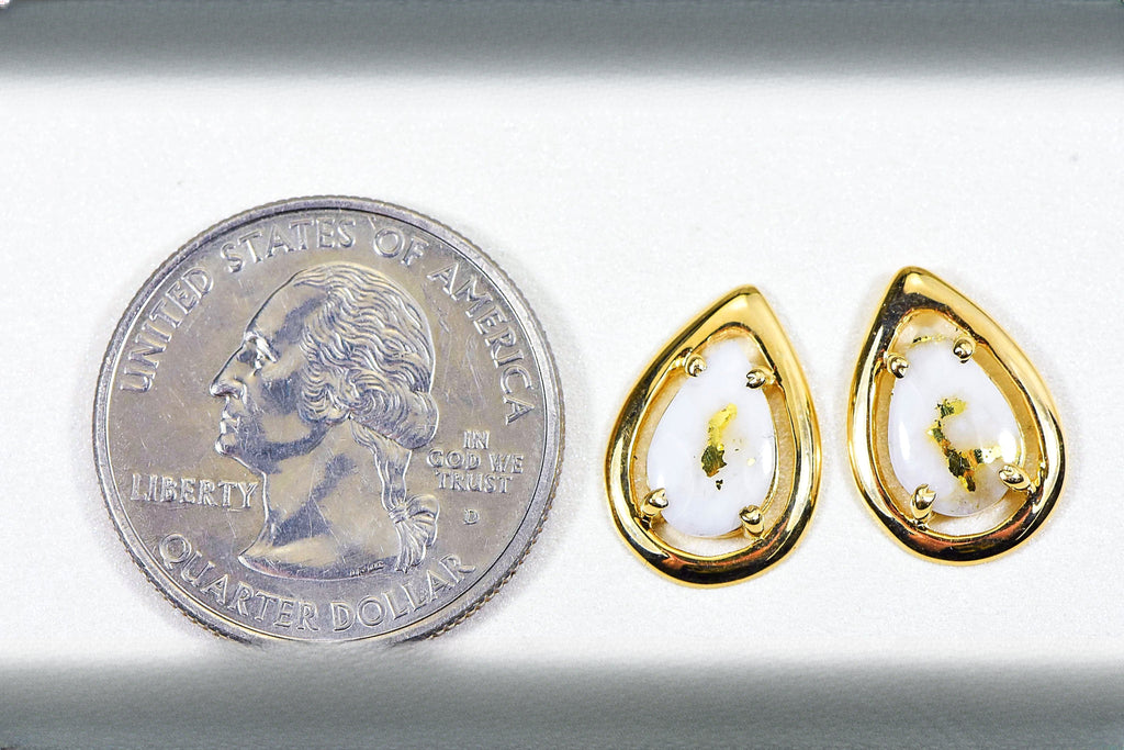 Gold Quartz Earrings "Orocal" EN442MQ Genuine Hand Crafted Jewelry - 14K Gold Casting